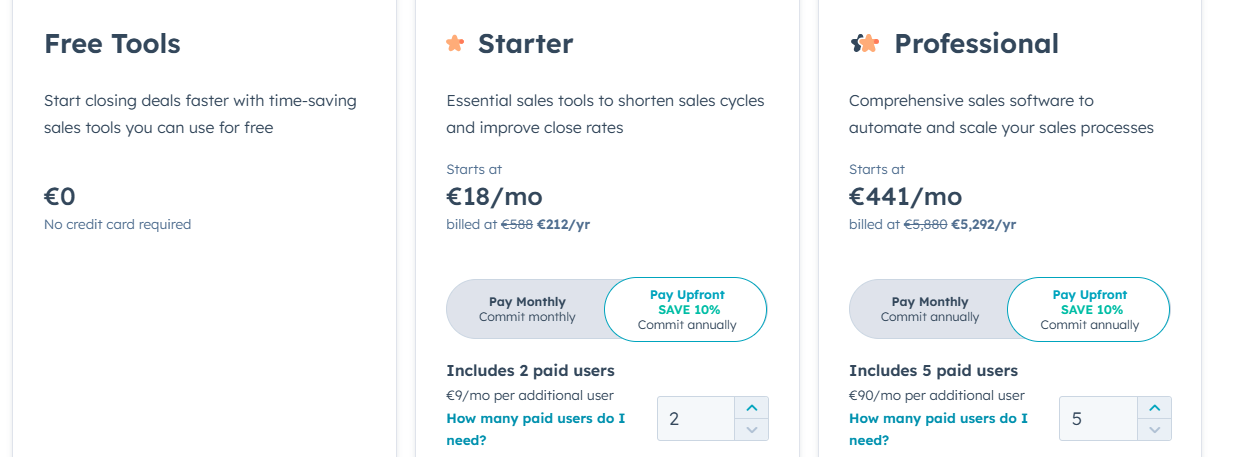 HubSpot Sales Hub Pricing